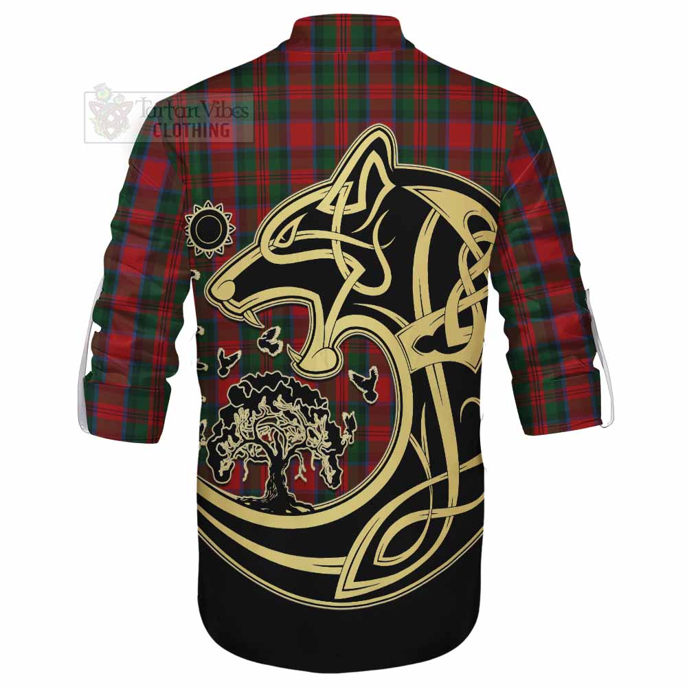 Tartan Vibes Clothing MacDuff (McDuff) Tartan Ghillie Kilt Shirt with Family Crest Celtic Wolf Style