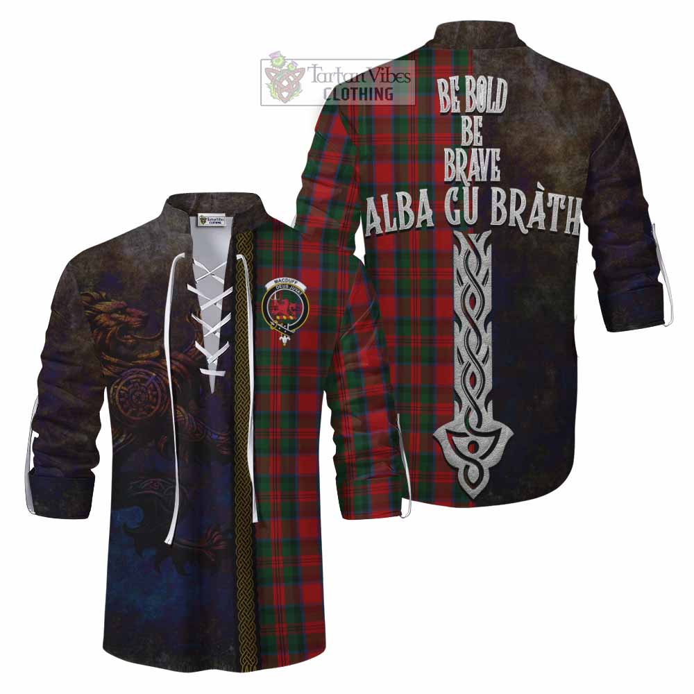 Tartan Vibes Clothing MacDuff (McDuff) Tartan Family Crest Ghillie Kilt Shirt Alba Gu Brath Be Brave Lion Ancient Style