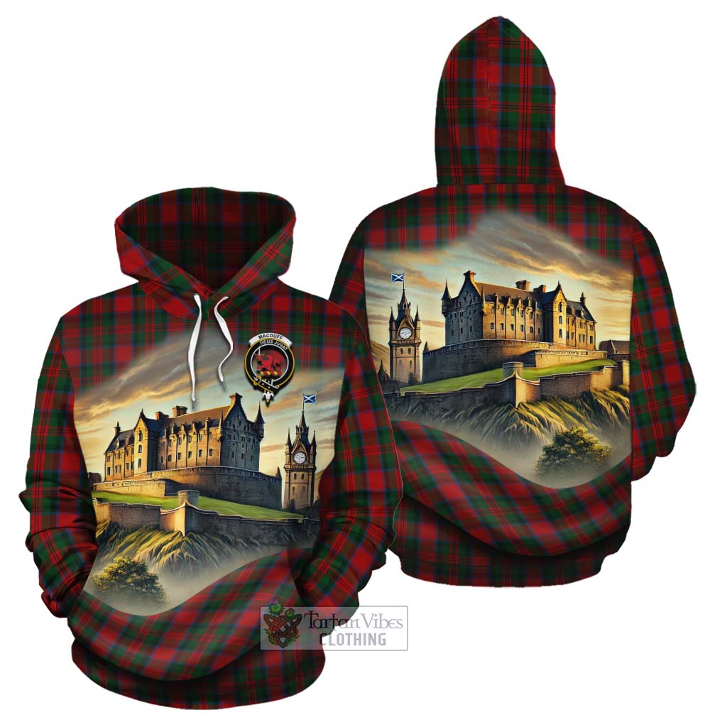 Tartan Vibes Clothing MacDuff (McDuff) Tartan Family Crest Cotton Hoodie with Scottish Ancient Castle Style