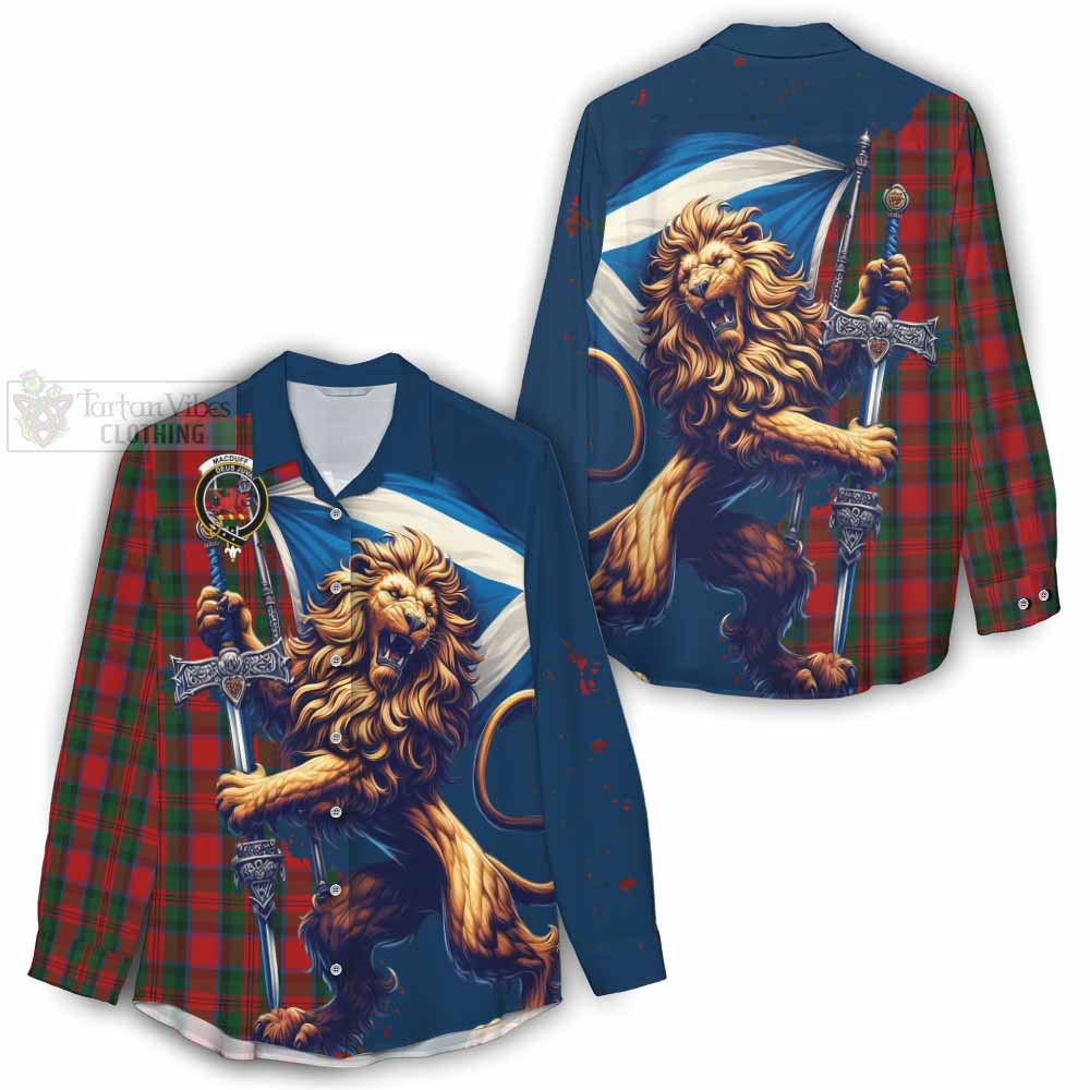 Tartan Vibes Clothing MacDuff (McDuff) Tartan Family Crest Women's Casual Shirt with Scottish Majestic Lion
