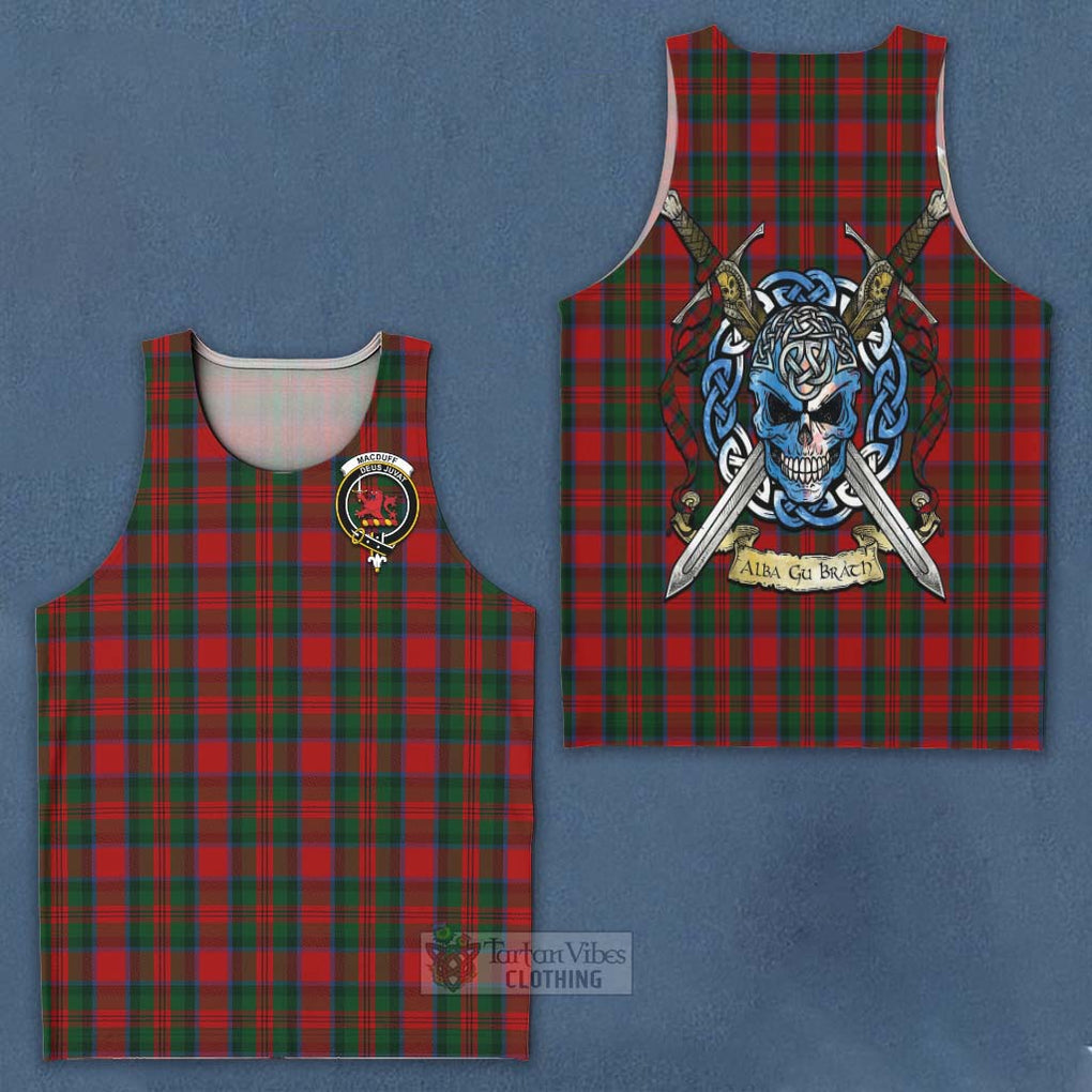 Tartan Vibes Clothing MacDuff (McDuff) Tartan Men's Tank Top with Family Crest Celtic Skull Style