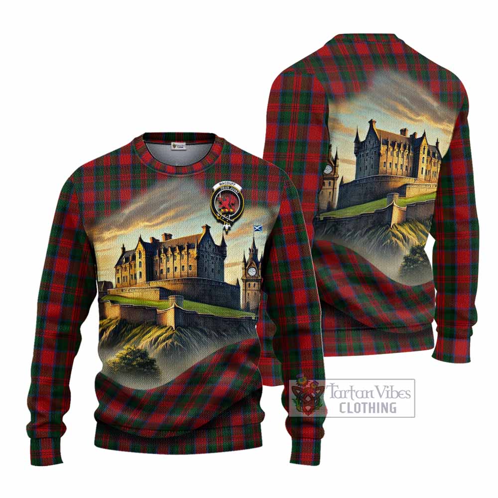 Tartan Vibes Clothing MacDuff (McDuff) Tartan Family Crest Knitted Sweater with Scottish Ancient Castle Style