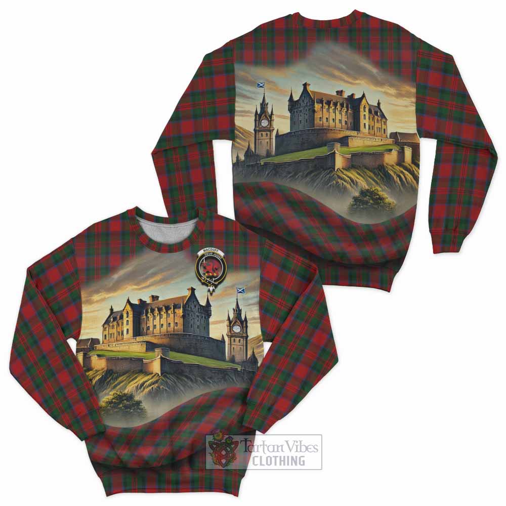 Tartan Vibes Clothing MacDuff (McDuff) Tartan Family Crest Sweatshirt with Scottish Ancient Castle Style