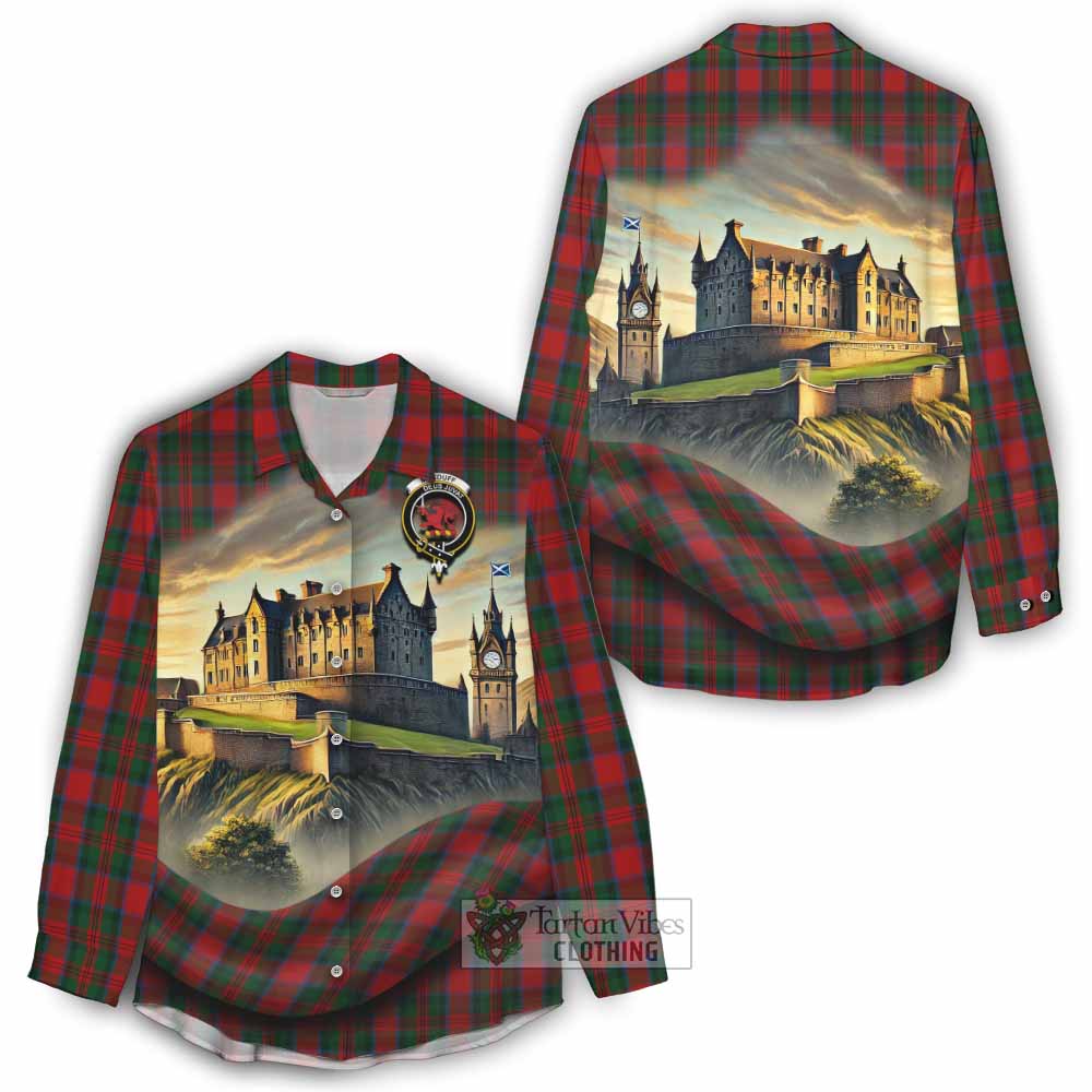 Tartan Vibes Clothing MacDuff (McDuff) Tartan Family Crest Women's Casual Shirt with Scottish Ancient Castle Style