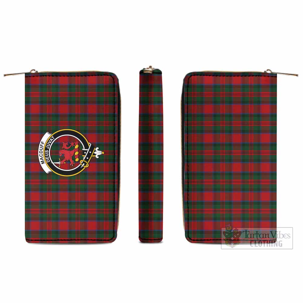 Tartan Vibes Clothing MacDuff (McDuff) Tartan Women's Leather Wallet with Family Crest