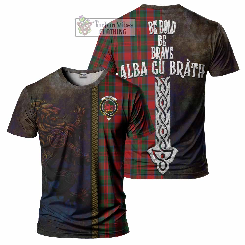 Tartan Vibes Clothing MacDuff (McDuff) Tartan Family Crest T-Shirt Alba Gu Brath Be Brave Lion Ancient Style