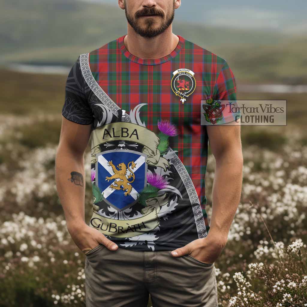 Tartan Vibes Clothing MacDuff (McDuff) Tartan Family Crest T-Shirt Lion Rampant Royal Thistle Shield Celtic Inspired