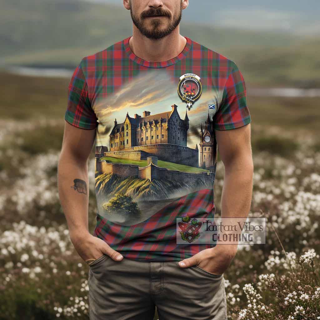Tartan Vibes Clothing MacDuff (McDuff) Tartan Family Crest T-Shirt with Scottish Ancient Castle Stype