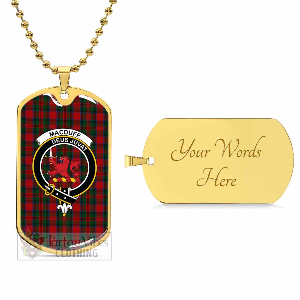 Tartan Vibes Clothing MacDuff (McDuff) Tartan Dog Tag Necklace with Family Crest