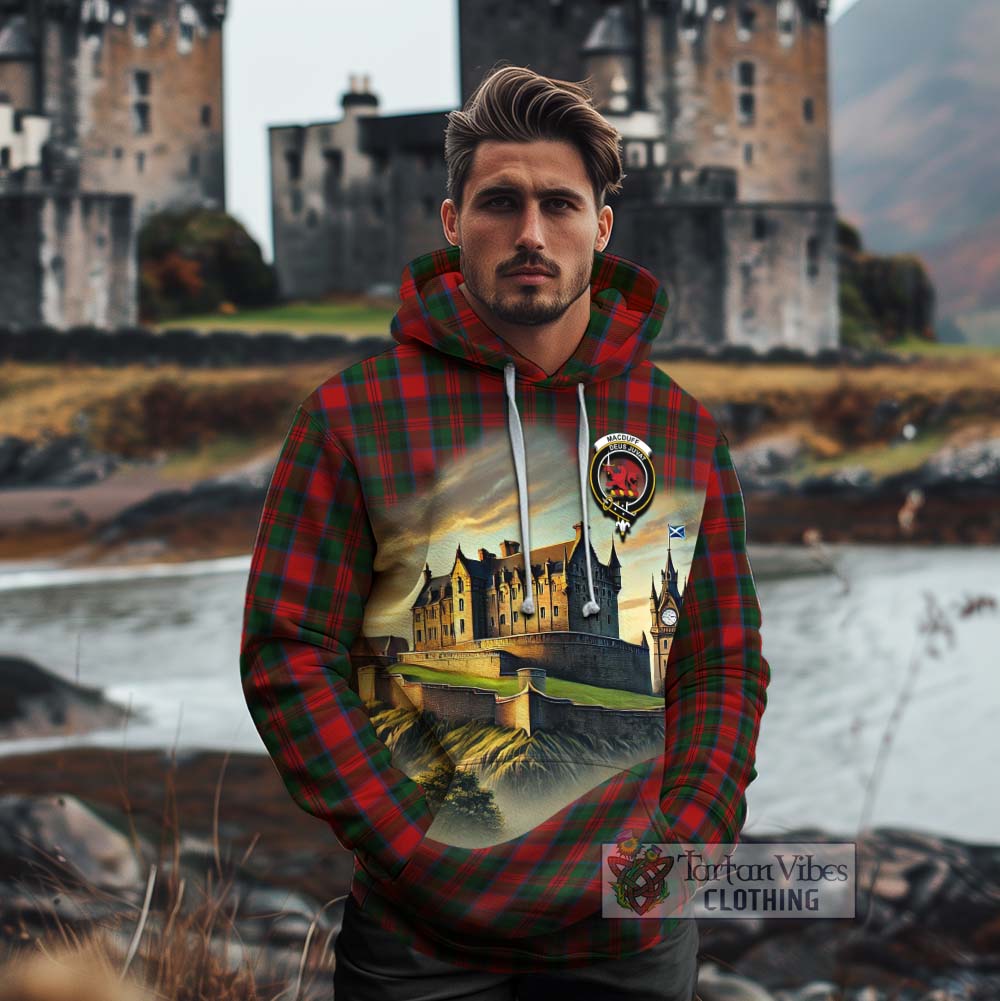 Tartan Vibes Clothing MacDuff (McDuff) Tartan Family Crest Cotton Hoodie with Scottish Ancient Castle Style