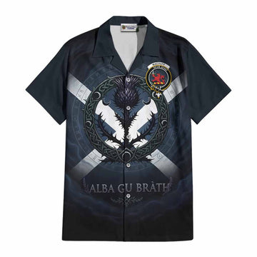MacDuff (McDuff) Clan Crest Cotton Hawaiian Shirt with Celtic Knot Thistle and Saltire