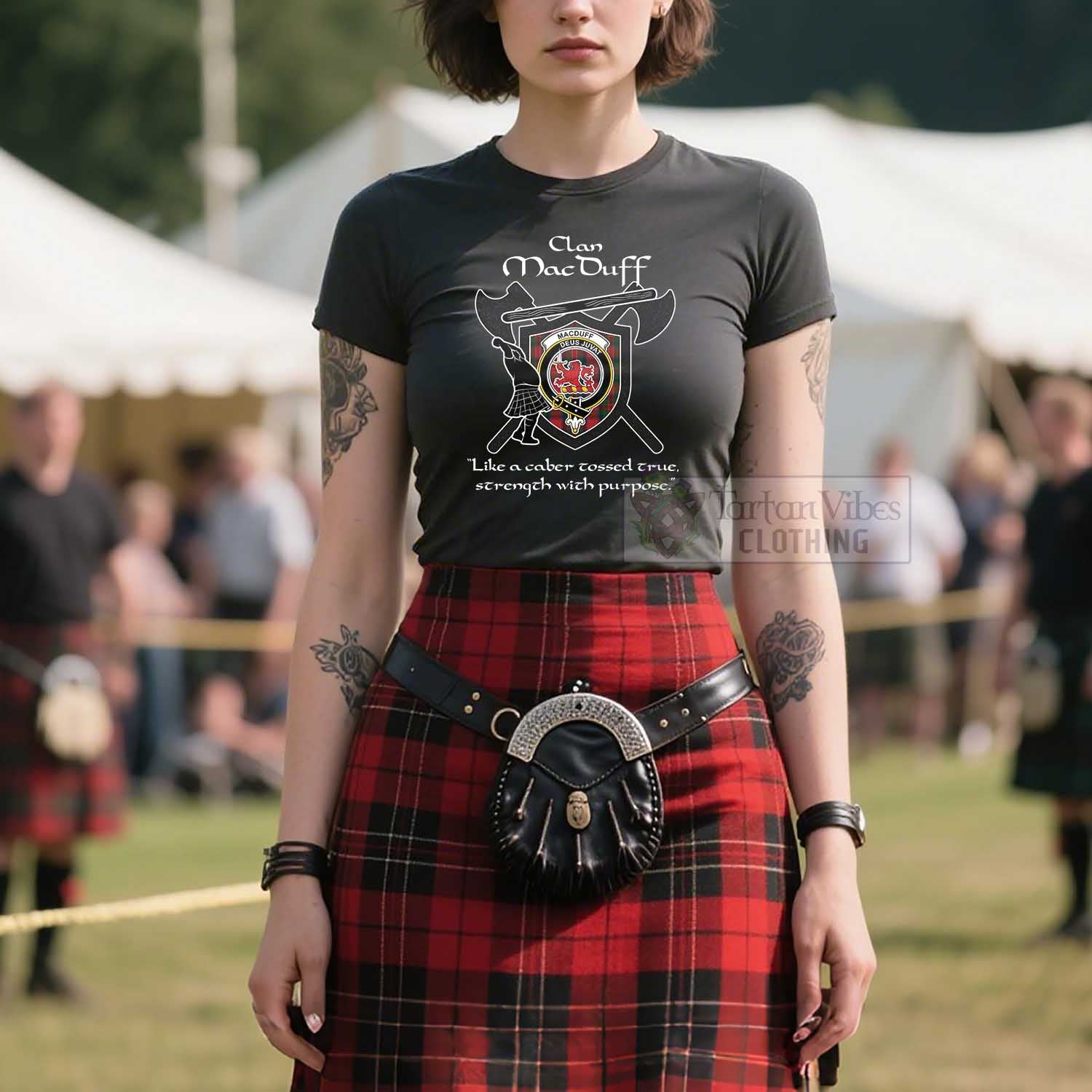 MacDuff (McDuff) Clan Crest Highland Game T Shirt Strength With Purpose Style - Tartan Vibes Clothing