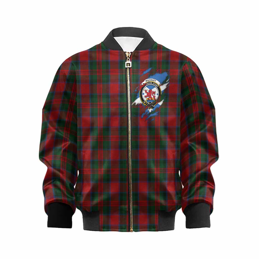 MacDuff (McDuff) Clan Crest In Me Tartan Kid Bomber Jacket Scotland Flag Style