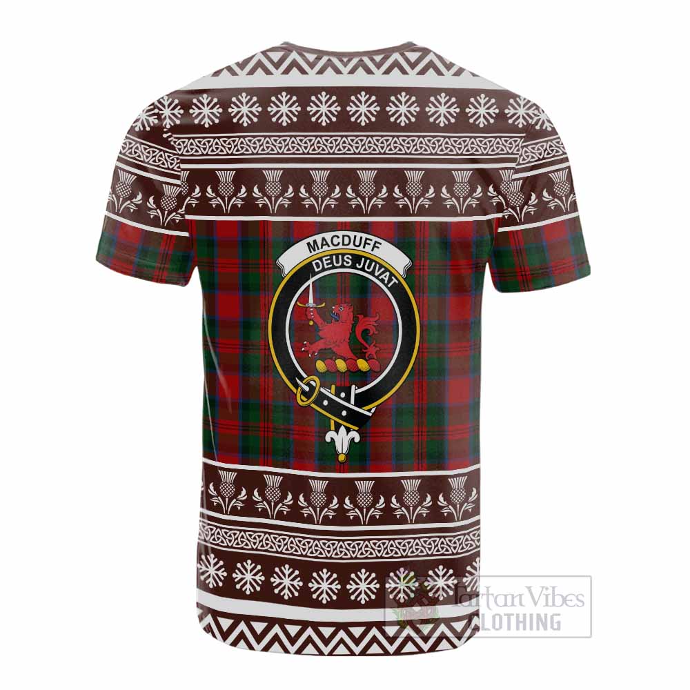 MacDuff (McDuff) Clan Tartan Christmas Cotton T-shirt with Family Crest - Tartan Vibes Clothing