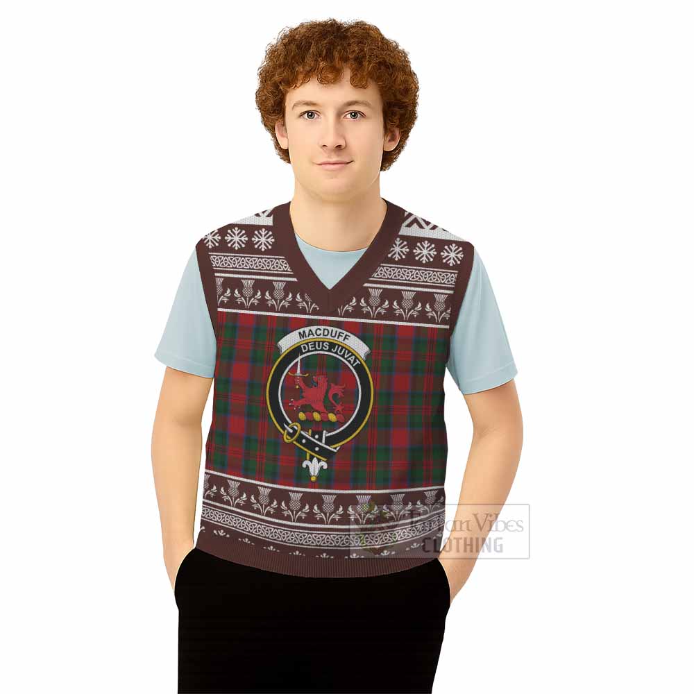 MacDuff (McDuff) Clan Tartan Christmas Knitted V-Neck Vest with Family Crest - Tartan Vibes Clothing