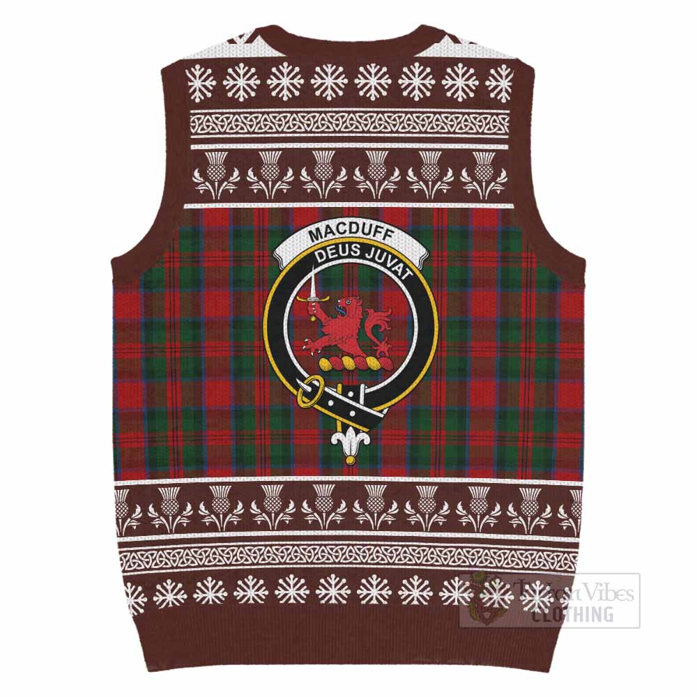 MacDuff (McDuff) Clan Tartan Christmas Knitted V-Neck Vest with Family Crest - Tartan Vibes Clothing