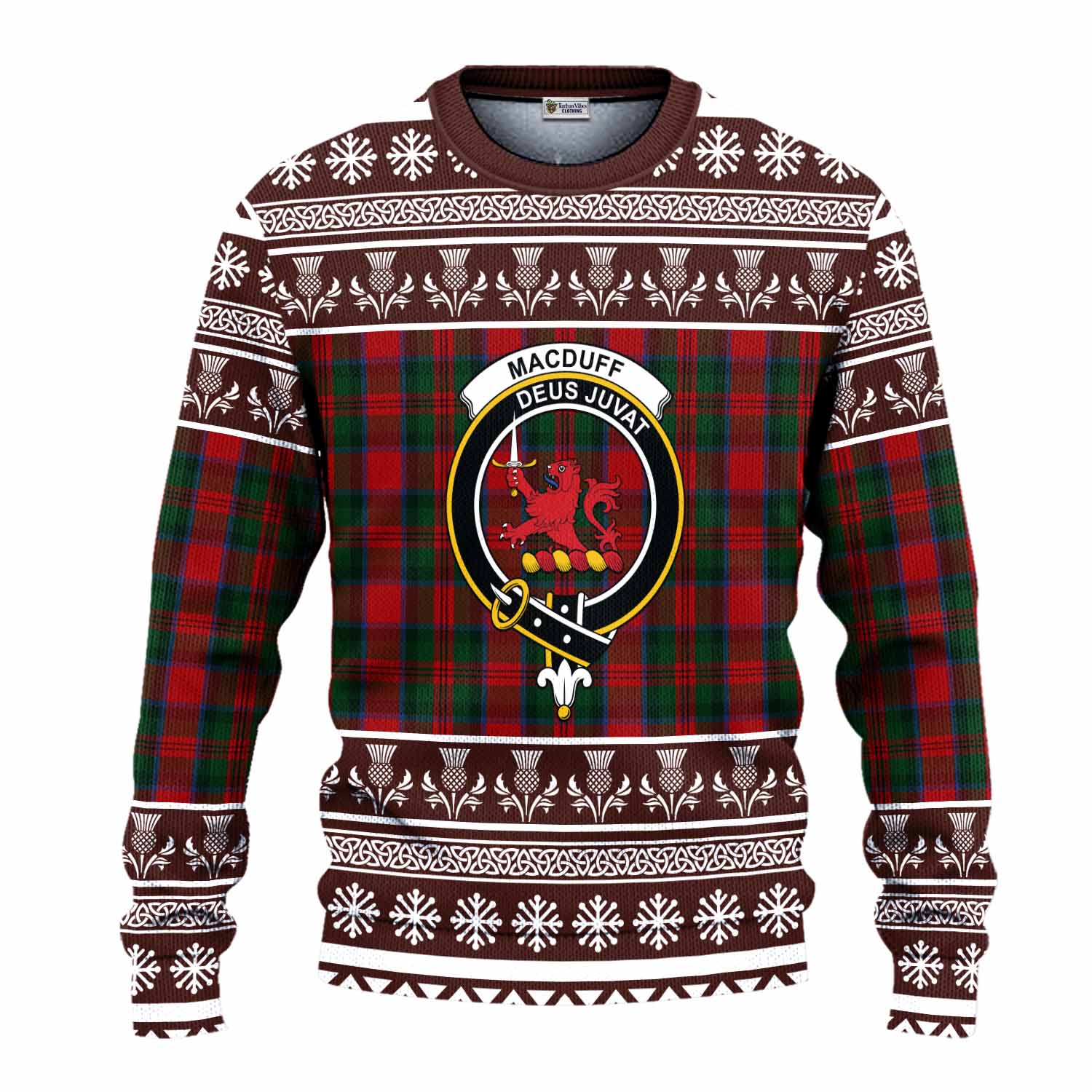 MacDuff (McDuff) Clan Tartan Christmas Ugly Sweater with Family Crest - Tartan Vibes Clothing