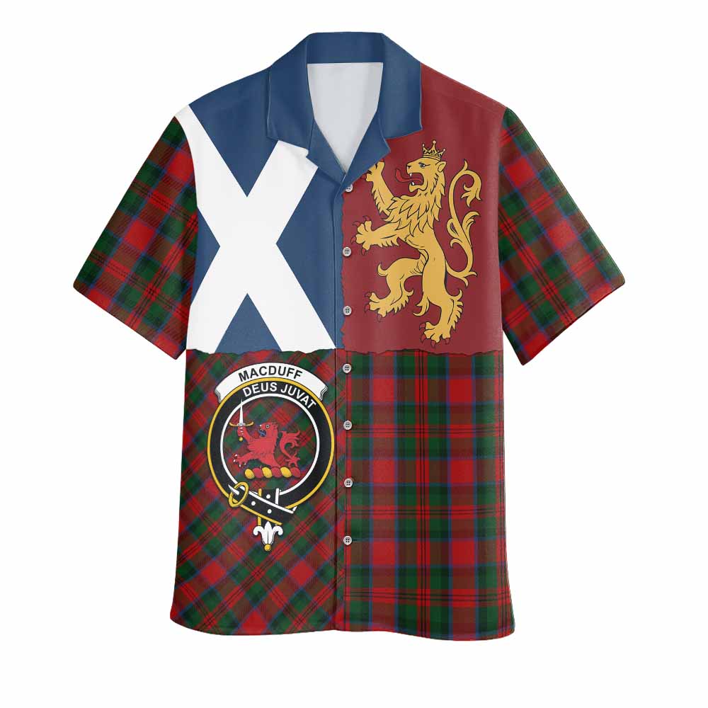 MacDuff (McDuff) Crest Tartan Hawaiian Shirt with Lion Rampant Saltire Style