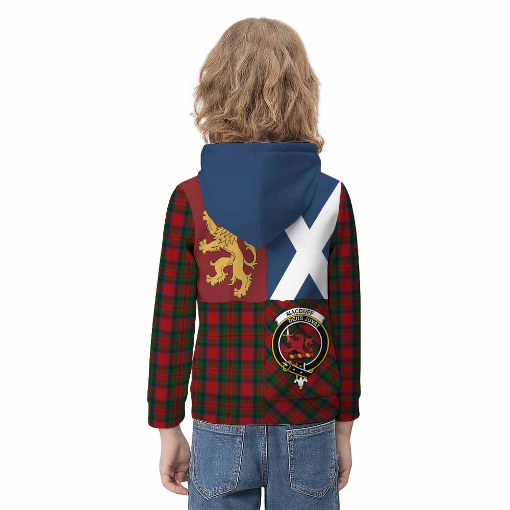 MacDuff (McDuff) Crest Tartan Kid Hoodie with Lion Rampant Saltire Style - Tartan Vibes Clothing