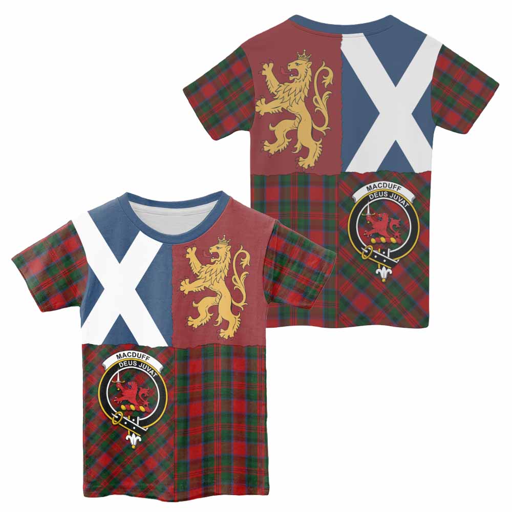 MacDuff (McDuff) Crest Tartan Kid T-shirt with Lion Rampant Saltire Style - Tartan Vibes Clothing