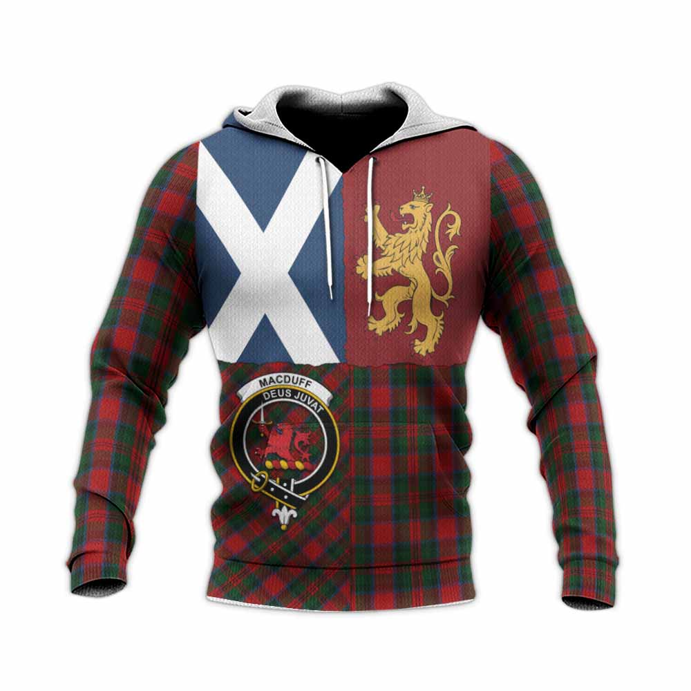 MacDuff (McDuff) Crest Tartan Knitted Hoodie with Lion Rampant Saltire Style
