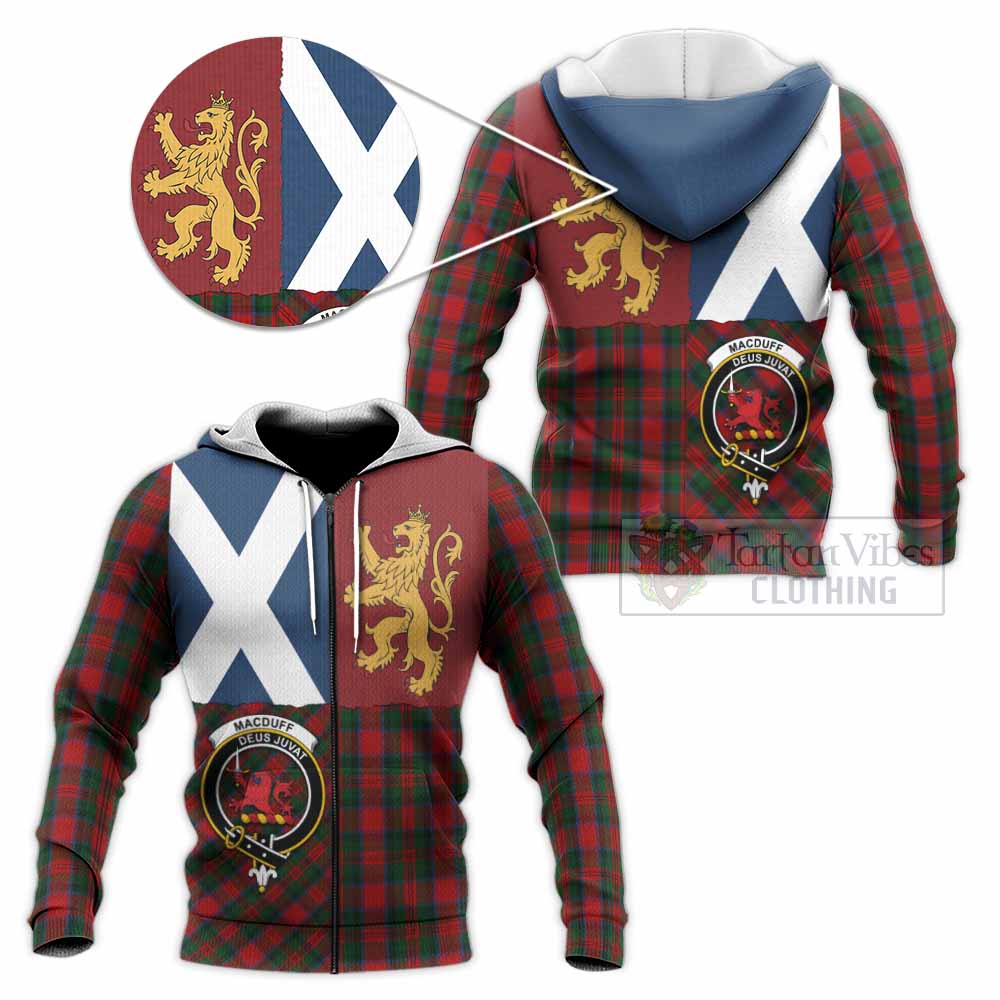 MacDuff (McDuff) Crest Tartan Knitted Hoodie with Lion Rampant Saltire Style