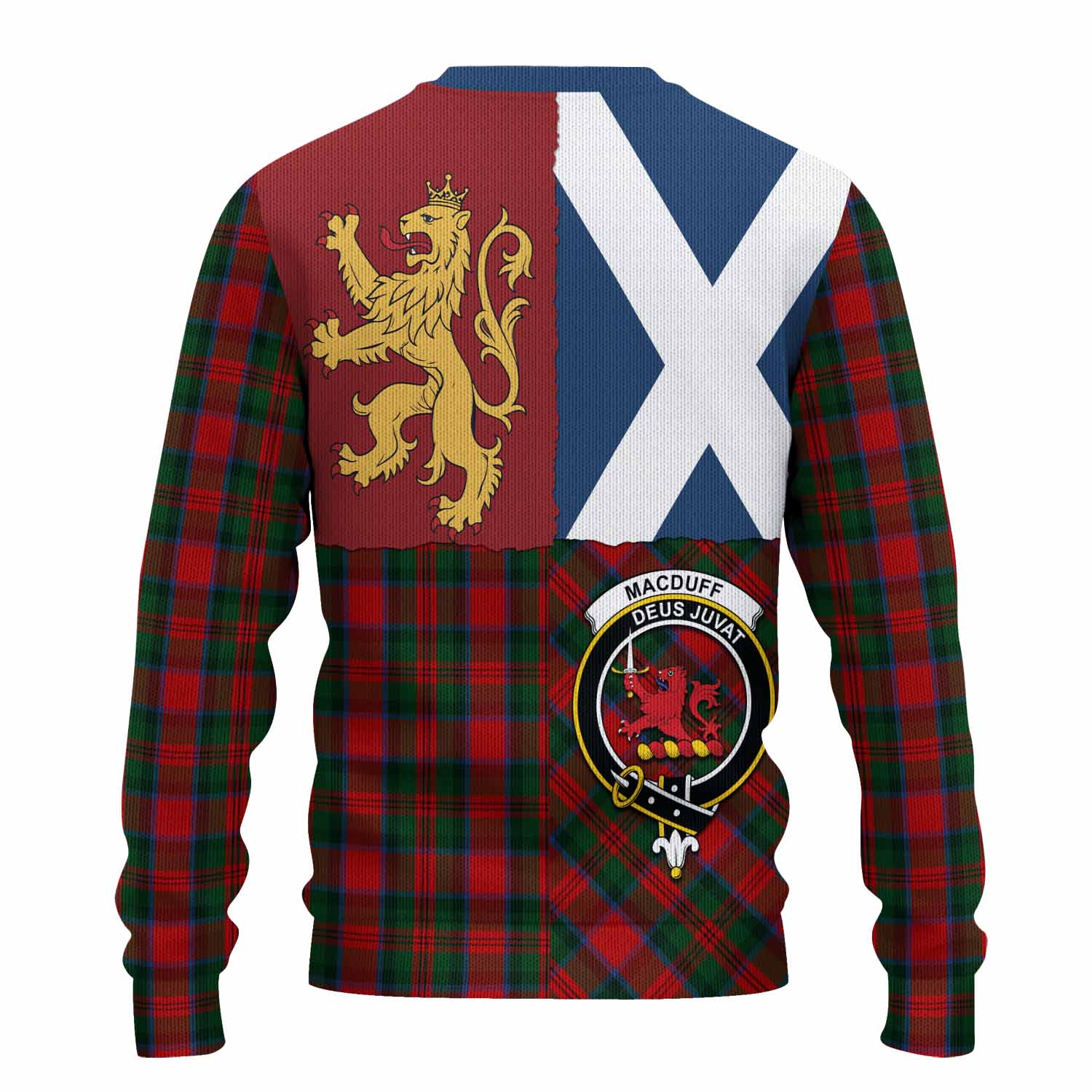 MacDuff (McDuff) Crest Tartan Knitted Sweater with Lion Rampant Saltire Style