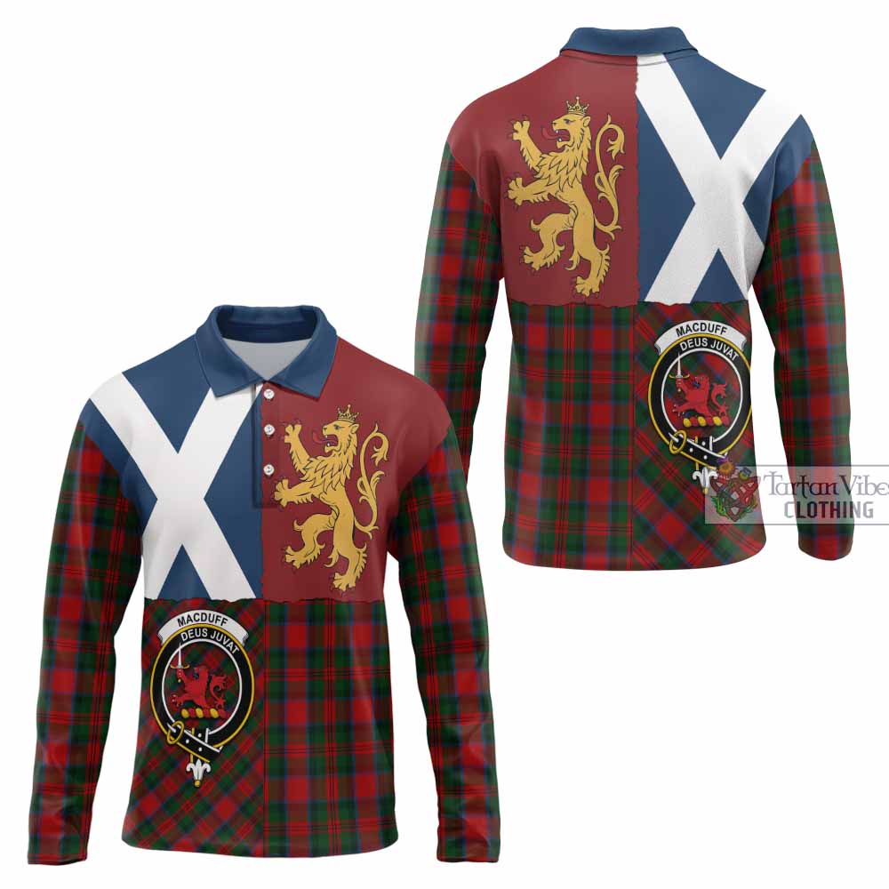 MacDuff (McDuff) Crest Tartan Long Sleeve Polo Shirt with Lion Rampant Saltire Style