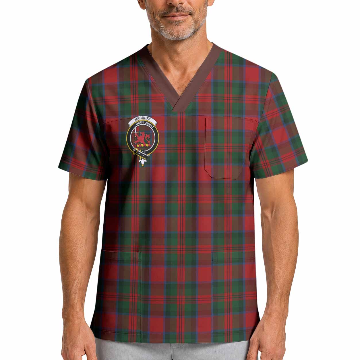 MacDuff (McDuff) Crest Tartan Scrub Top XL - Tartan Vibes Clothing