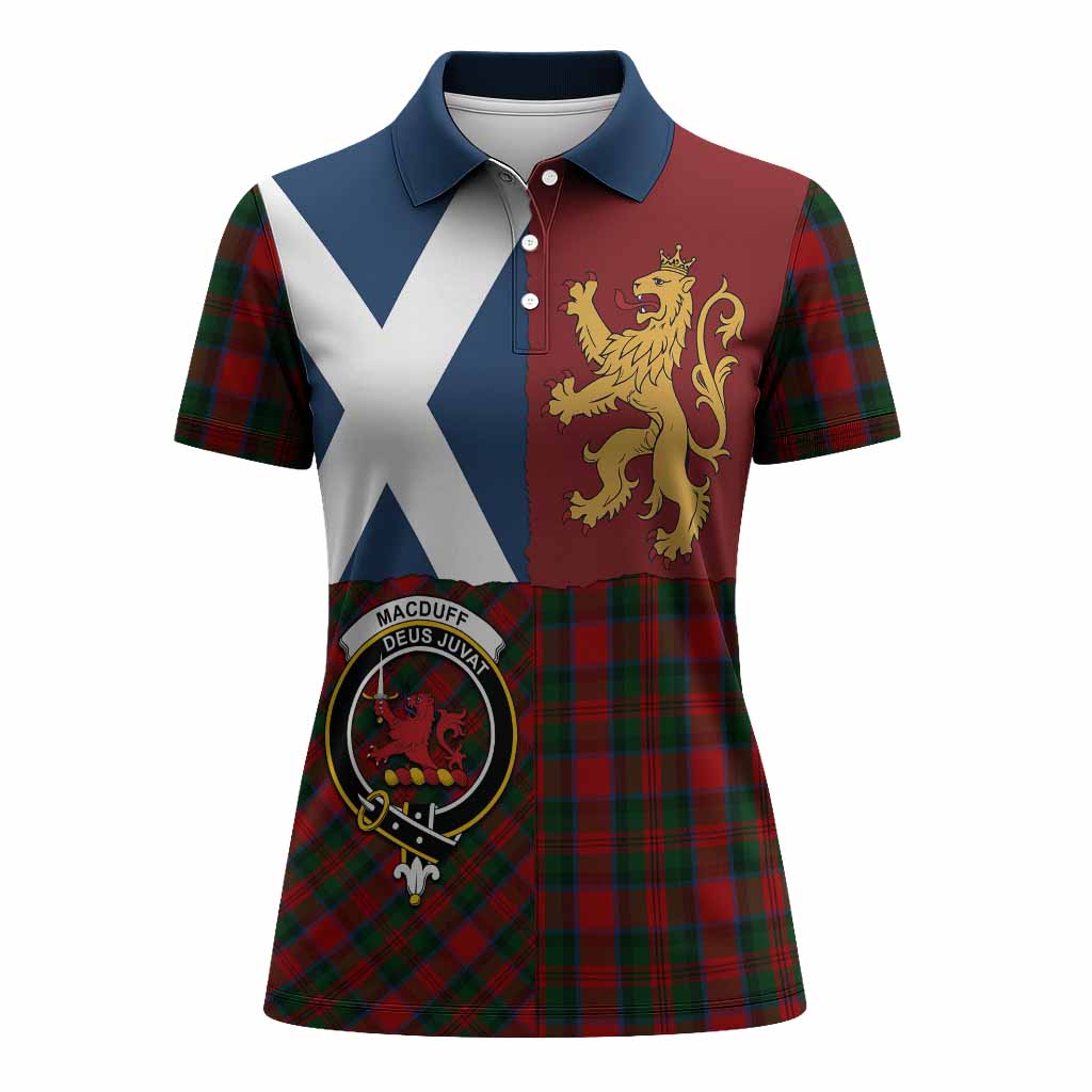 MacDuff (McDuff) Crest Tartan Women Polo Shirt with Lion Rampant Saltire Style