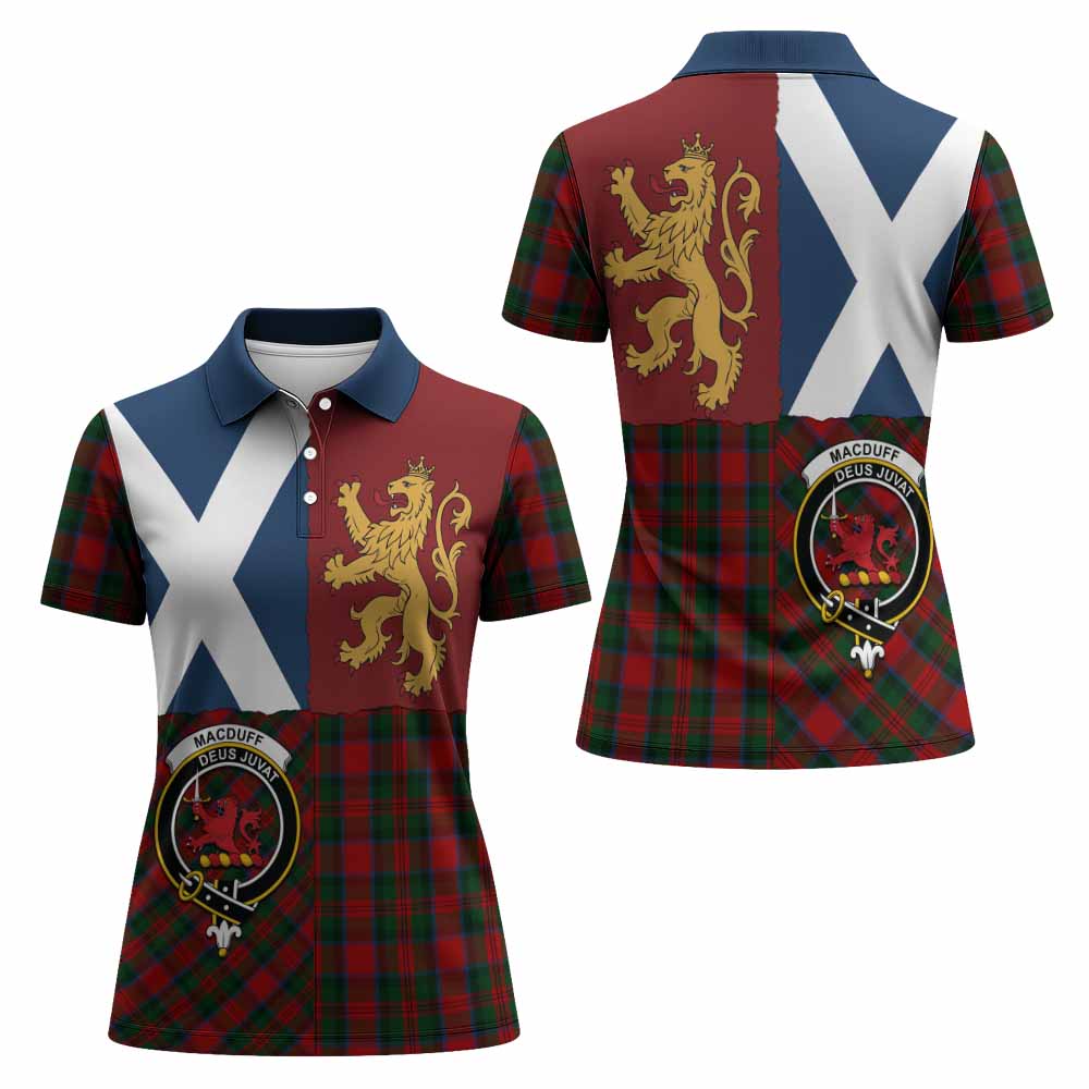 MacDuff (McDuff) Crest Tartan Women Polo Shirt with Lion Rampant Saltire Style
