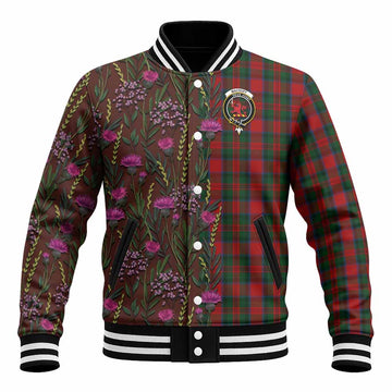 MacDuff (McDuff) Family Crest Tartan Baseball Jacket Scottish Thistle Flower Pattern Half Style