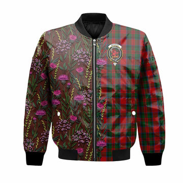 MacDuff (McDuff) Family Crest Tartan Bomber Jacket Scottish Thistle Flower Pattern Half Style