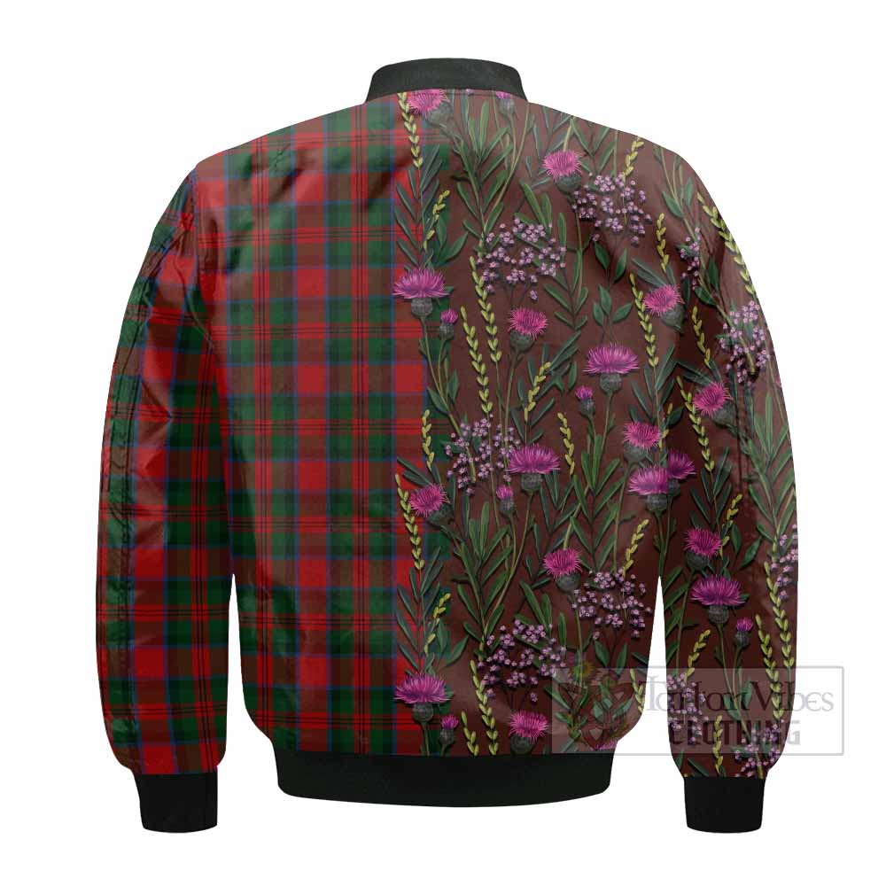 MacDuff (McDuff) Family Crest Tartan Bomber Jacket Scottish Thistle Flower Pattern Half Style - Tartan Vibes Clothing