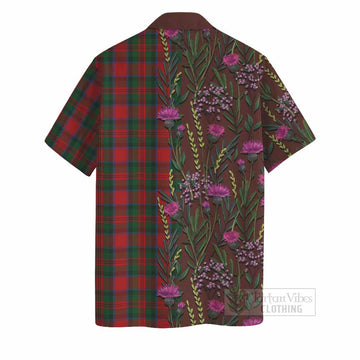 MacDuff (McDuff) Family Crest Tartan Hawaiian Shirt Scottish Thistle Flower Pattern Half Style