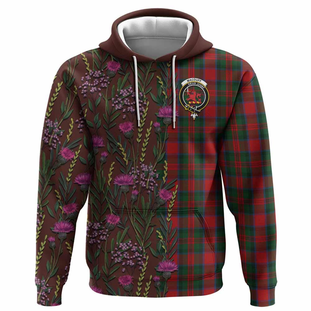 MacDuff (McDuff) Family Crest Tartan Hoodie Scottish Thistle Flower Pattern Half Style - Tartan Vibes Clothing