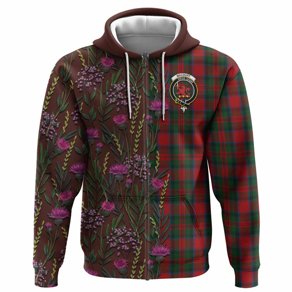MacDuff (McDuff) Family Crest Tartan Hoodie Scottish Thistle Flower Pattern Half Style - Tartan Vibes Clothing