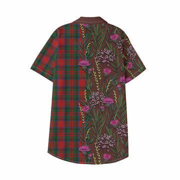 MacDuff (McDuff) Family Crest Tartan Kid Hawaiian Shirt Scottish Thistle Flower Pattern Half Style