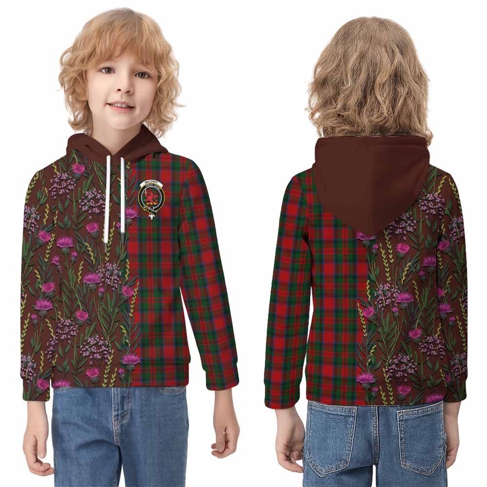 MacDuff (McDuff) Family Crest Tartan Kid Hoodie Scottish Thistle Flower Pattern Half Style - Tartan Vibes Clothing