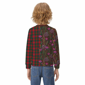 MacDuff (McDuff) Family Crest Tartan Kid Knitted Sweatshirt Scottish Thistle Flower Pattern Half Style