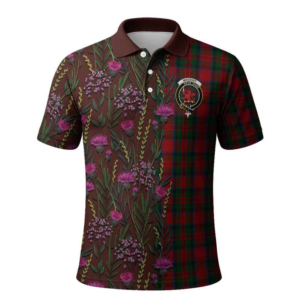 MacDuff (McDuff) Family Crest Tartan Polo Shirt Scottish Thistle Flower Pattern Half Style - Tartan Vibes Clothing