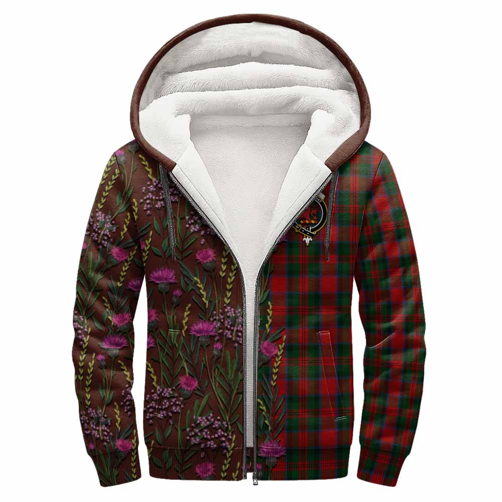 MacDuff (McDuff) Family Crest Tartan Sherpa Hoodie Scottish Thistle Flower Pattern Half Style - Tartan Vibes Clothing