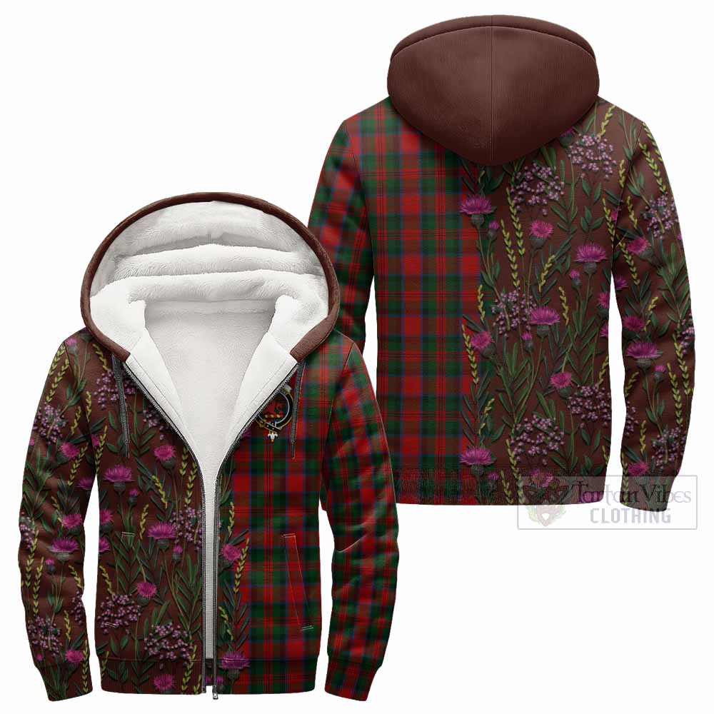 MacDuff (McDuff) Family Crest Tartan Sherpa Hoodie Scottish Thistle Flower Pattern Half Style - Tartan Vibes Clothing