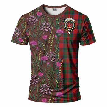 MacDuff (McDuff) Family Crest Tartan T-Shirt Scottish Thistle Flower Pattern Half Style - Tartan Vibes Clothing