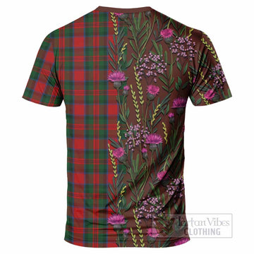 MacDuff (McDuff) Family Crest Tartan T-Shirt Scottish Thistle Flower Pattern Half Style - Tartan Vibes Clothing