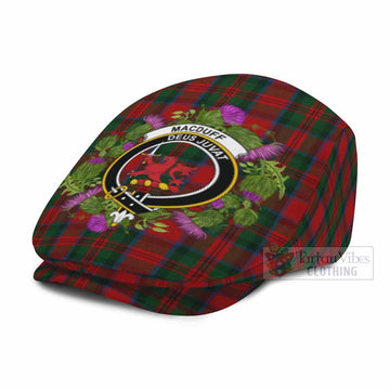 MacDuff (McDuff) Scotland Tartan Crest Thistle Heritage Flat Cap, Jeff Cap