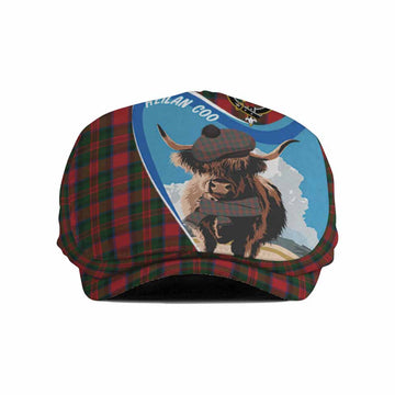 MacDuff (McDuff) Scottish Heilan Coo Tartan Crest Flat Cap, Jeff Cap