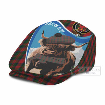 MacDuff (McDuff) Scottish Heilan Coo Tartan Crest Flat Cap, Jeff Cap