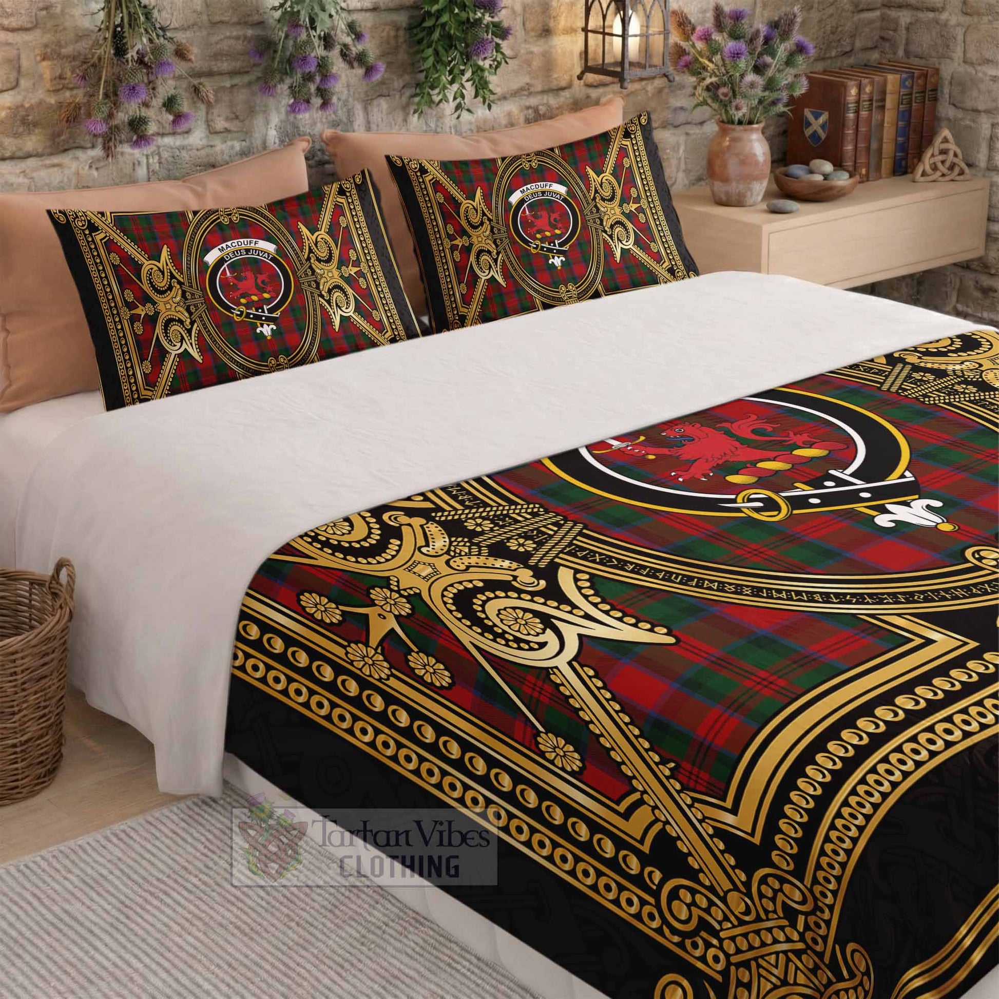 MacDuff (McDuff) Scottish Tartan Crest Bedding Set Royal Stylized
