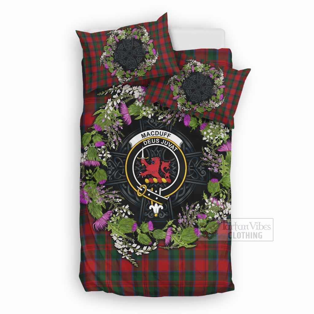 MacDuff (McDuff) Scottish Tartan White Heather With Thistle Bedding Set Beir Buaidh! UK Bedding Set UK Double 79*79 inch - Tartan Vibes Clothing